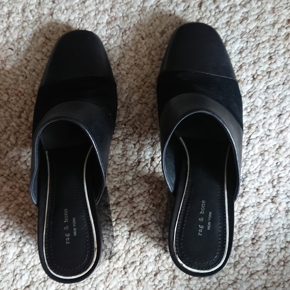 Rag & Bone Millie Suede & Leather Chunky Heel Mule In Black size 37 - Picture 9 of 15